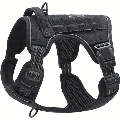 Tactical-Style Dog Harness with Top Handle and Front Ring in Five Colors and S-to-XL Sizes