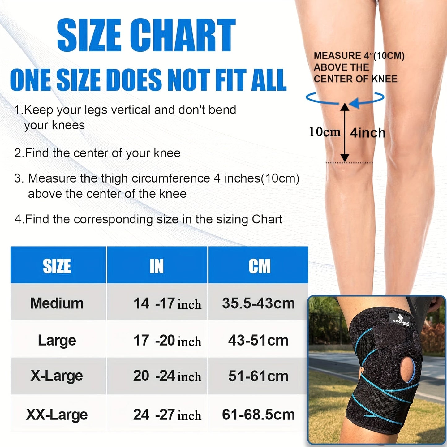 Knee Brace with Patella Gel Pad & Side Spring Stabilizers – Adjustable Compression Knee Support Wrap for Sports Running Workouts Camping