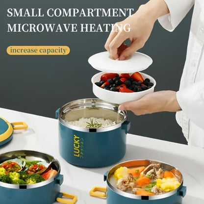Insulated Lunch Box Set Stainless Steel – Large Leak Proof Bento Container with Thermal Bag and Cutlery