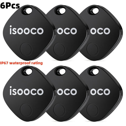 Black Mini Item Tracker Tags Six-Piece Set with Keyring Holes and One 6-Pack Checkout Pictured