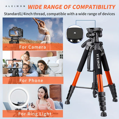Aluminum Tripod 74 Inch Red 3-Section, ALEiMON 188cm Adjustable Camera Stand with Tote Bag for DSLR