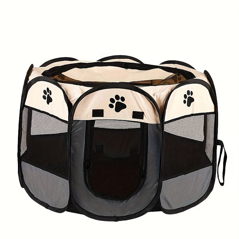 Octagonal Foldable Pet Playpen Tent for Dogs & Cats – Oxford Fabric Scratch-Resistant Portable Dog Kennel Cat Enclosure Maternity Room