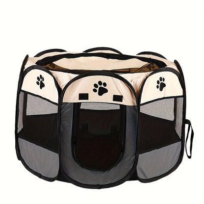 Octagonal Foldable Pet Playpen Tent for Dogs & Cats – Oxford Fabric Scratch-Resistant Portable Dog Kennel Cat Enclosure Maternity Room