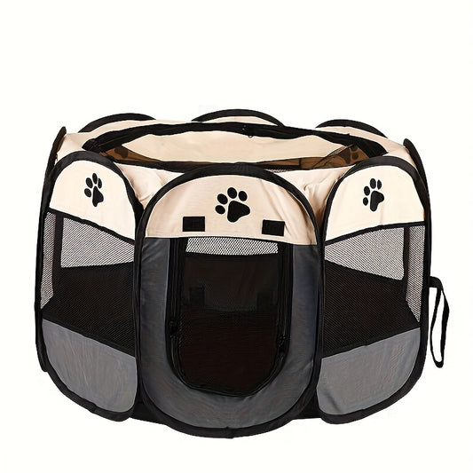 Octagonal Foldable Pet Playpen Tent for Dogs & Cats – Oxford Fabric Scratch-Resistant Portable Dog Kennel Cat Enclosure Maternity Room
