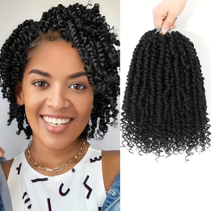 Pre-Looped Passion Twist Crochet Hair 8 Packs Pre-Twisted Curly Ends Bohemian Short Twist Braids