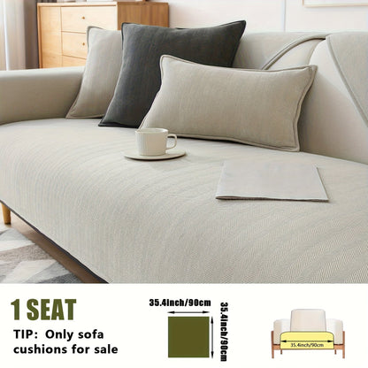 Sofa Cover Ribbed Chenille Stretch Panels for 1 to 4 Seats, Armrests or Cushions with Model-Specific Size and Color Options