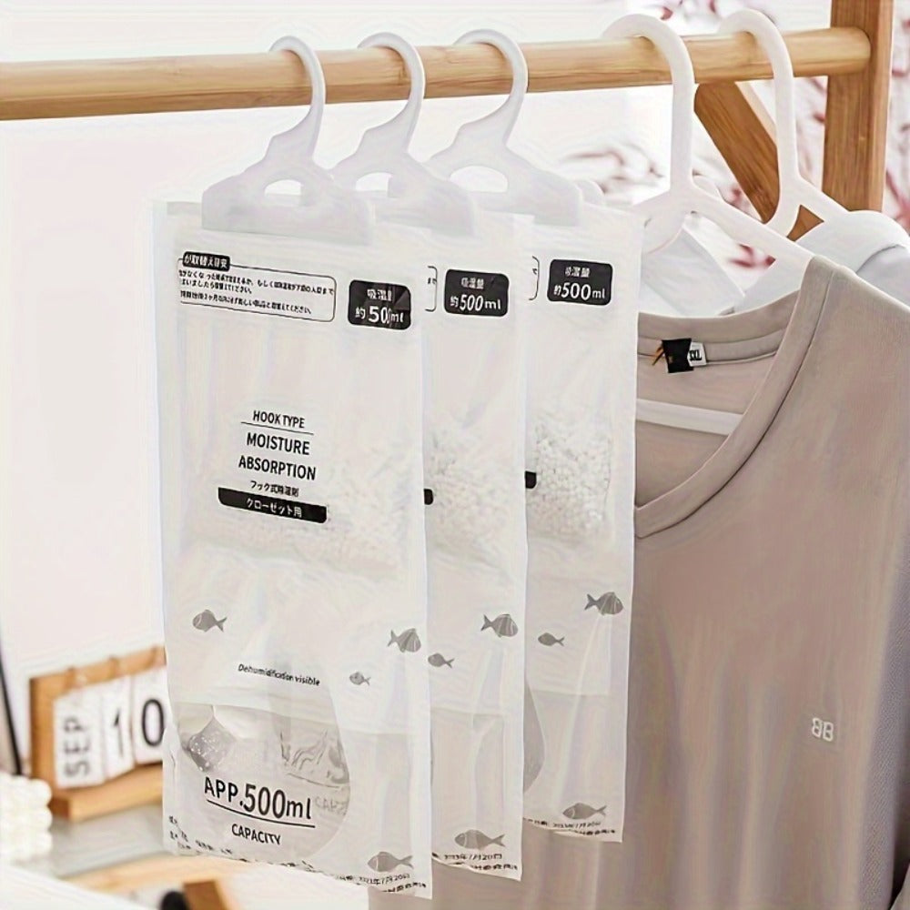 Hanging Moisture Absorber Bags 10-Pack, Dehumidifier Bags for Closet Wardrobe Bedroom Bathroom