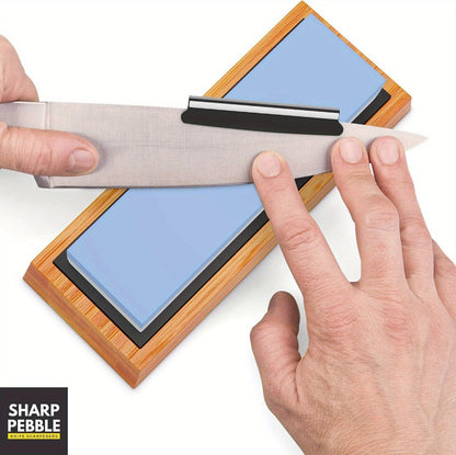 Knife Sharpening Stone 1000/4000 Grit Whetstone Set with Bamboo Base and Angle Guide for Home Cooking, Dining and Outdoor Meals