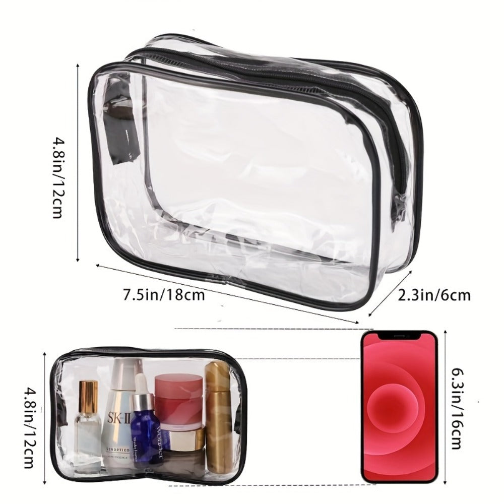 Clear PVC Makeup Bag Set 10 Pcs Transparent Waterproof Cosmetic Bags Reinforced Zipper TSA Approved Travel Toiletry Organizer See-Through