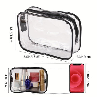 Clear PVC Makeup Bag Set 10 Pcs Transparent Waterproof Cosmetic Bags Reinforced Zipper TSA Approved Travel Toiletry Organizer See-Through