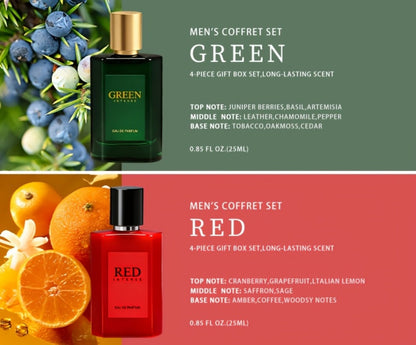 EDT Cologne Gift Set for Men 4 Piece Variety 4 Different Scents Long Lasting Fragrance Mini Bottles 0.85oz Each Travel Friendly Holiday