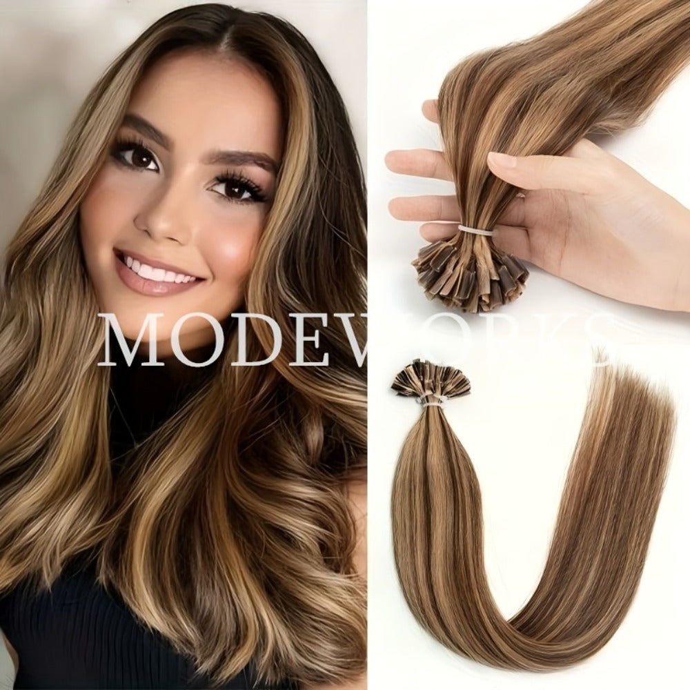 Remy Human Hair U Tip Keratin Extensions Straight Seamless Invisible Nail Tip Bond 50 Strands 12 14 16 18 20 Inch Natural Black Jet Black