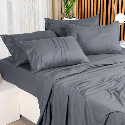 Cooling Fitted Sheet Bamboo Blend Ultra-Soft Deep Pocket Bed Sheet for Hot Sleepers Twin Full Queen King Size Machine Washable Breathable