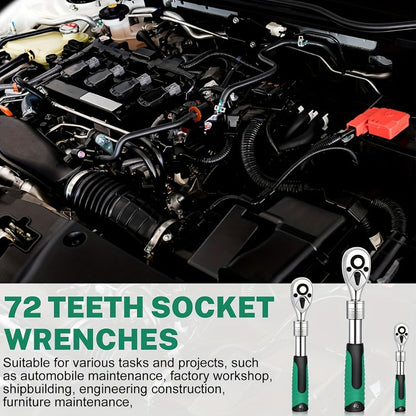 Three-Piece Ratchet Handle Set with 1/4, 3/8 and 1/2-Inch Drives, 72- or 24-Tooth Options Pictured