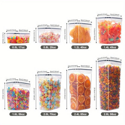 Pantry Jar Food Storage Organizer with Black Flip-Top Lids, Labels and Six Available Set Sizes