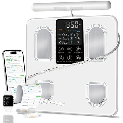 Smart Body Fat Scale with Handle, 8-Electrode Full Body Composition Analyzer, BMI Mass Monitor
