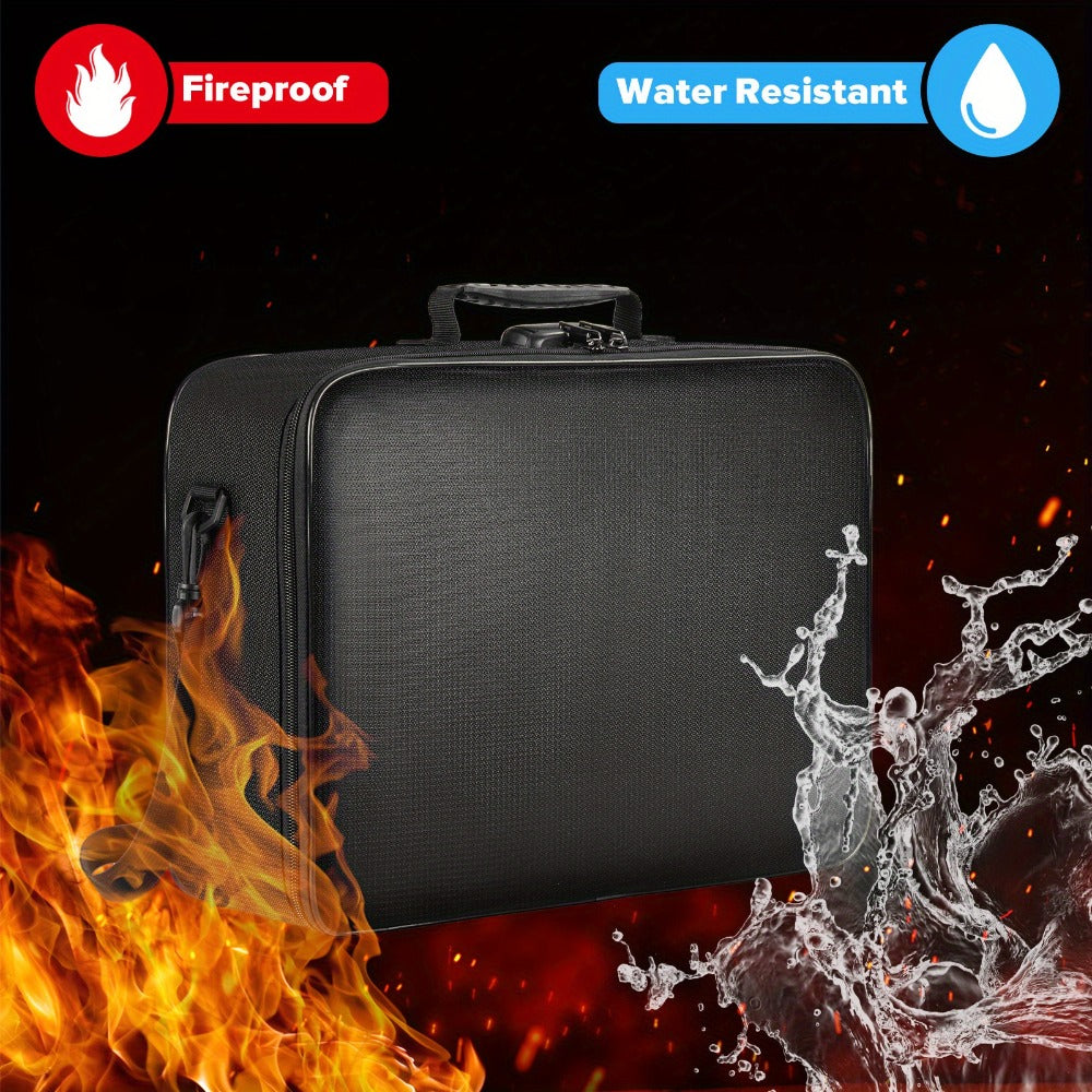 Fireproof Document Bag with Combination Lock - 17x11.8x5 Inch File Organizer, 2000°F Fireproof