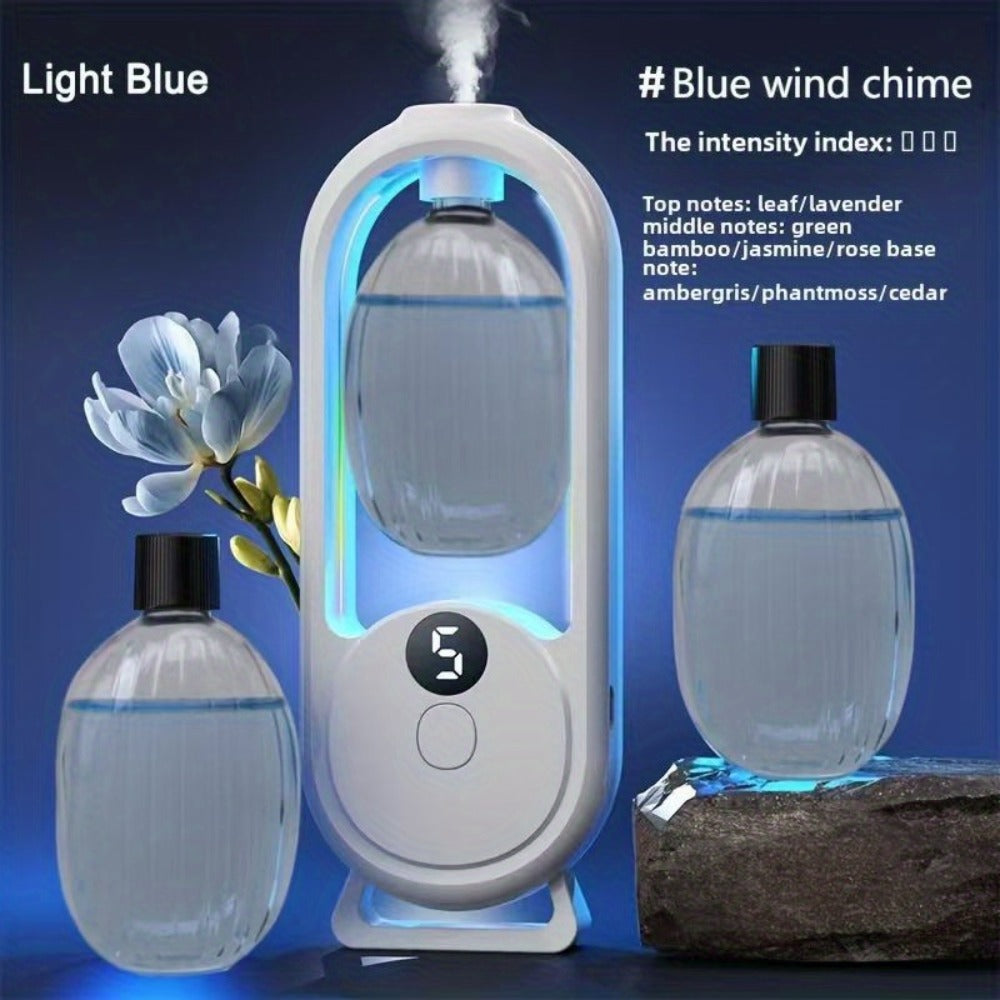 Aroma Diffuser with Five Intensity Settings, Color-Lighted Bottle Window and One- or Three-Oil Bundle Options