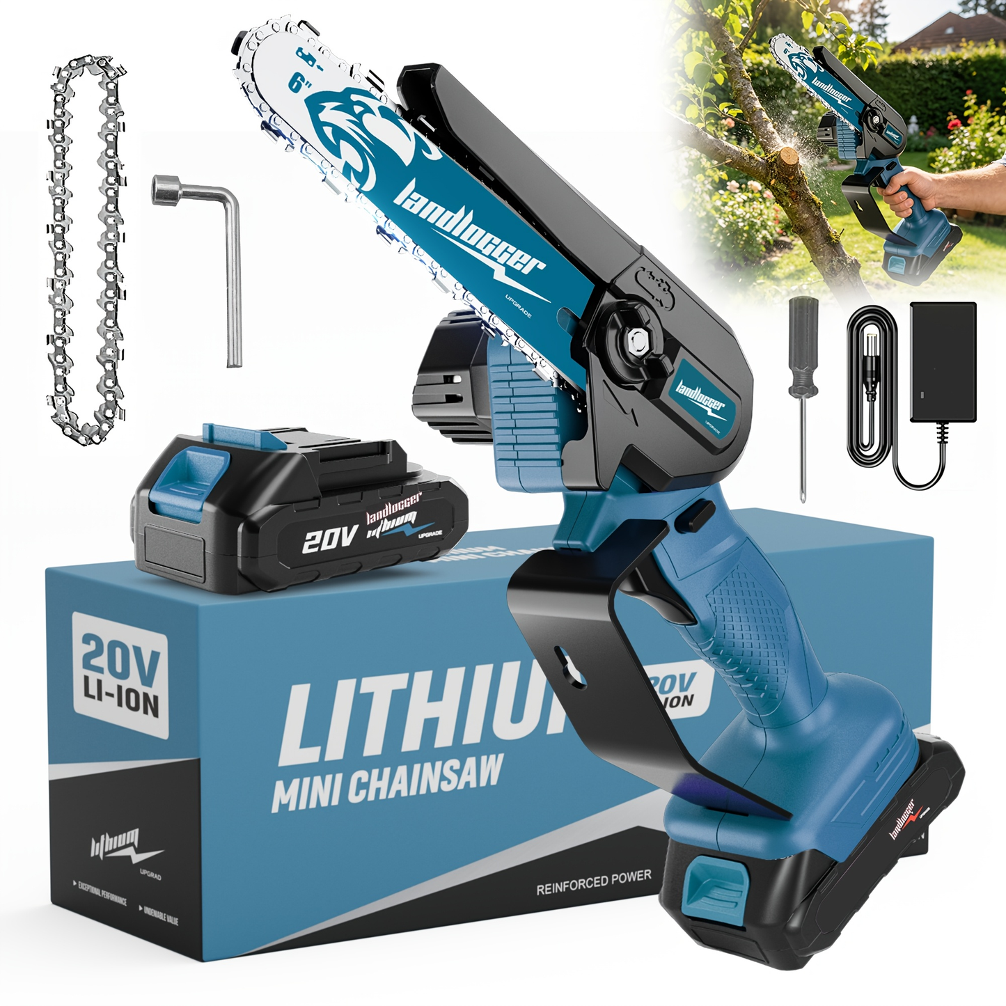 Mini Chainsaw Cordless 4 & 6 Inch Electric - Upgraded Portable Battery Chainsaw with Safety Lock