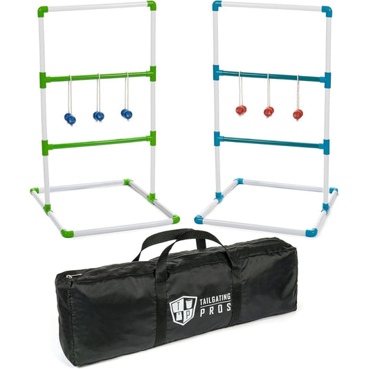 Premium PVC Ladder Toss Game Set with Bolos & Carrying Case – Heavy Duty 2.5mm PVC, Real Golf Ball Bolos, 38.5" Tall