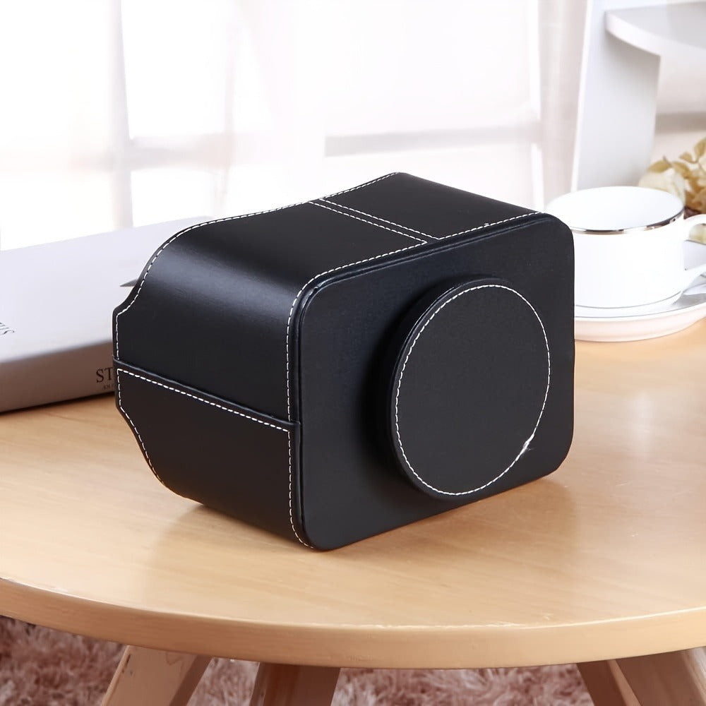 Rotating Faux Leather Remote Control Caddy with Five Compartments, Six Color or Pattern Options and 7.5-Inch Width
