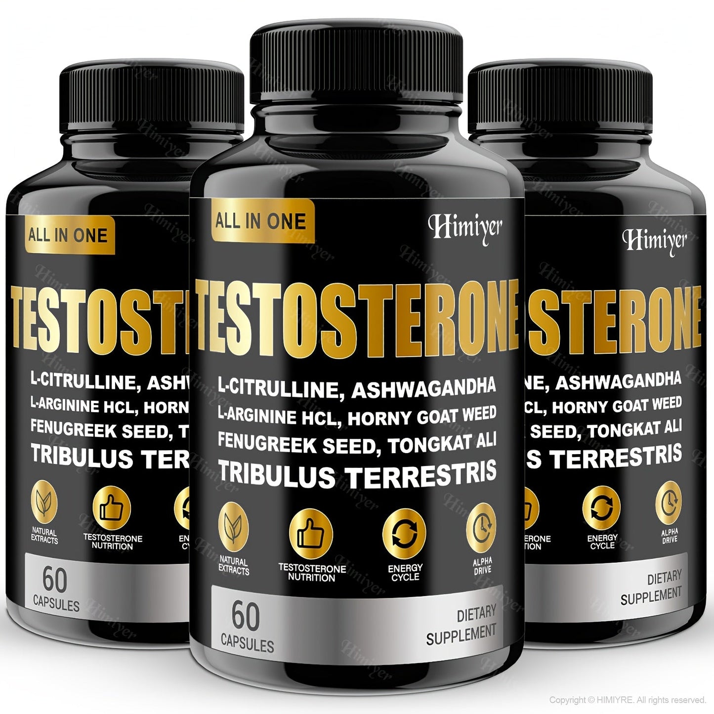Tongkat Ali Testosterone Booster for Men with Tribulus, Fenugreek & L-Arginine - Plant-Based Natural Supplement for Strength