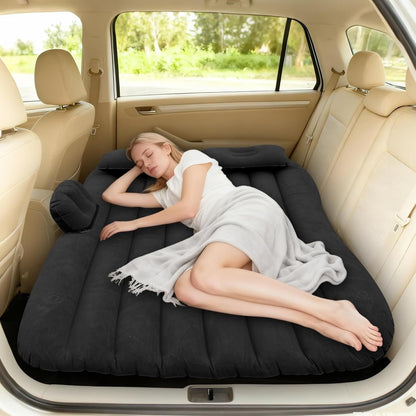 Inflatable Car Air Mattress for SUV, Truck & Back Seat – Fast Inflate Portable Camping Bed with Pillow, Air Pump & Carry Bag for Road Trips