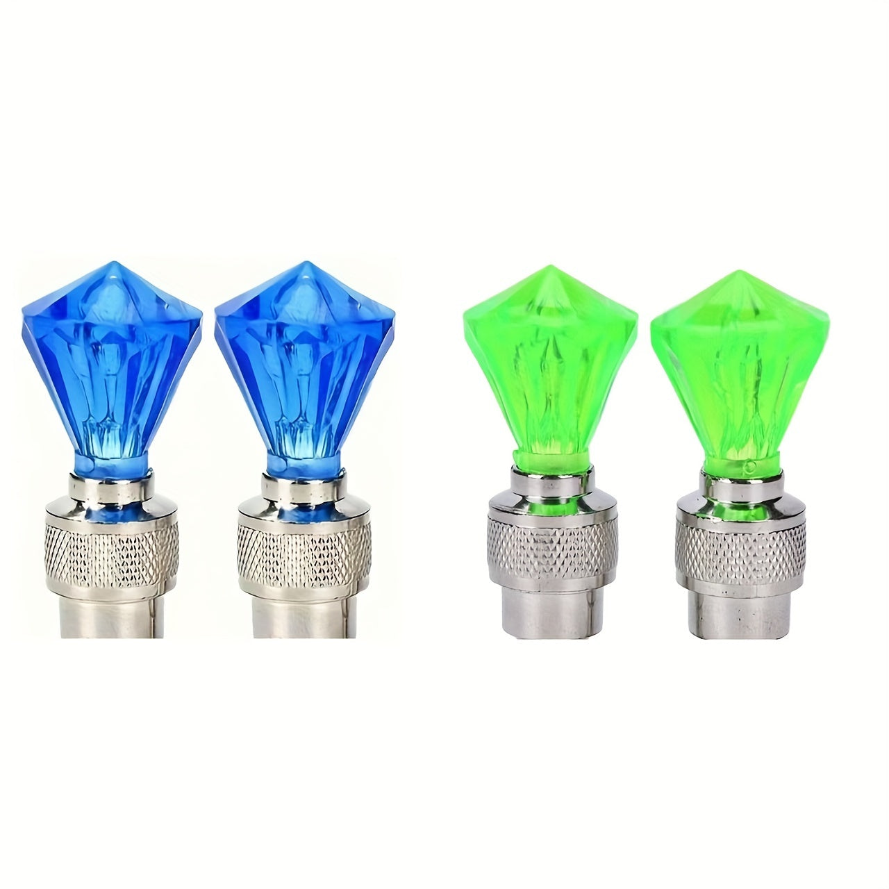 LED Tire Valve Stem Light Sets in 4-, 8- or 16-Piece Blue, Green, Red, Mixed and Skull-Top Configurations