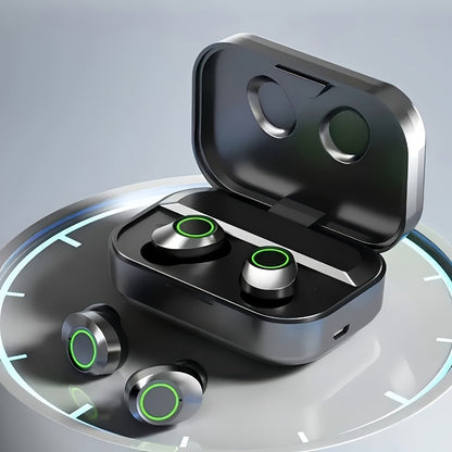 True Wireless Earbuds Bluetooth 5.4 Sport Design with 800mAh Mirror-Display Case and Passive Noise Isolation