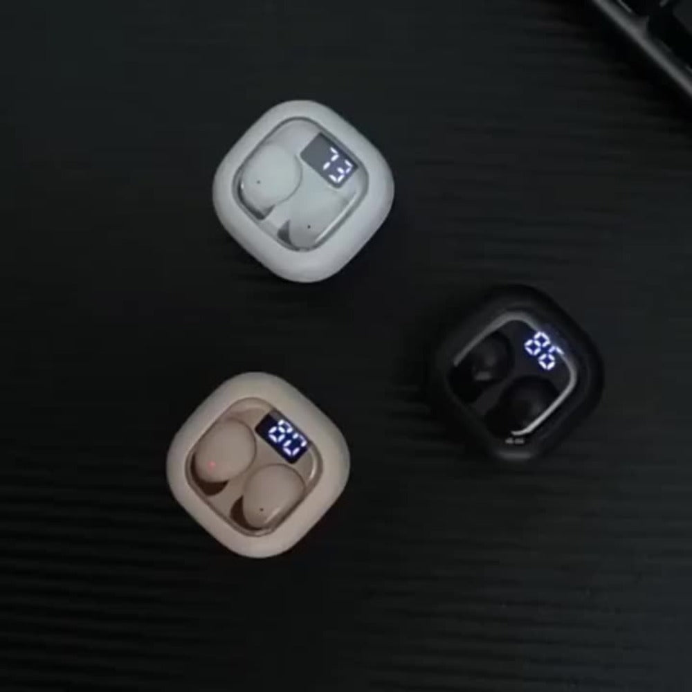Wireless Earbuds Mini In-Ear Set with Compact Charging Case and Black, Khaki or White Color Choices