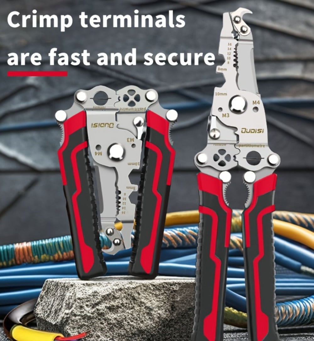 Folding Wire Stripper Multifunctional Pliers Crimping Cutter Tool for Electrician Cable DIY for Entryways, Bedrooms and Living Spaces