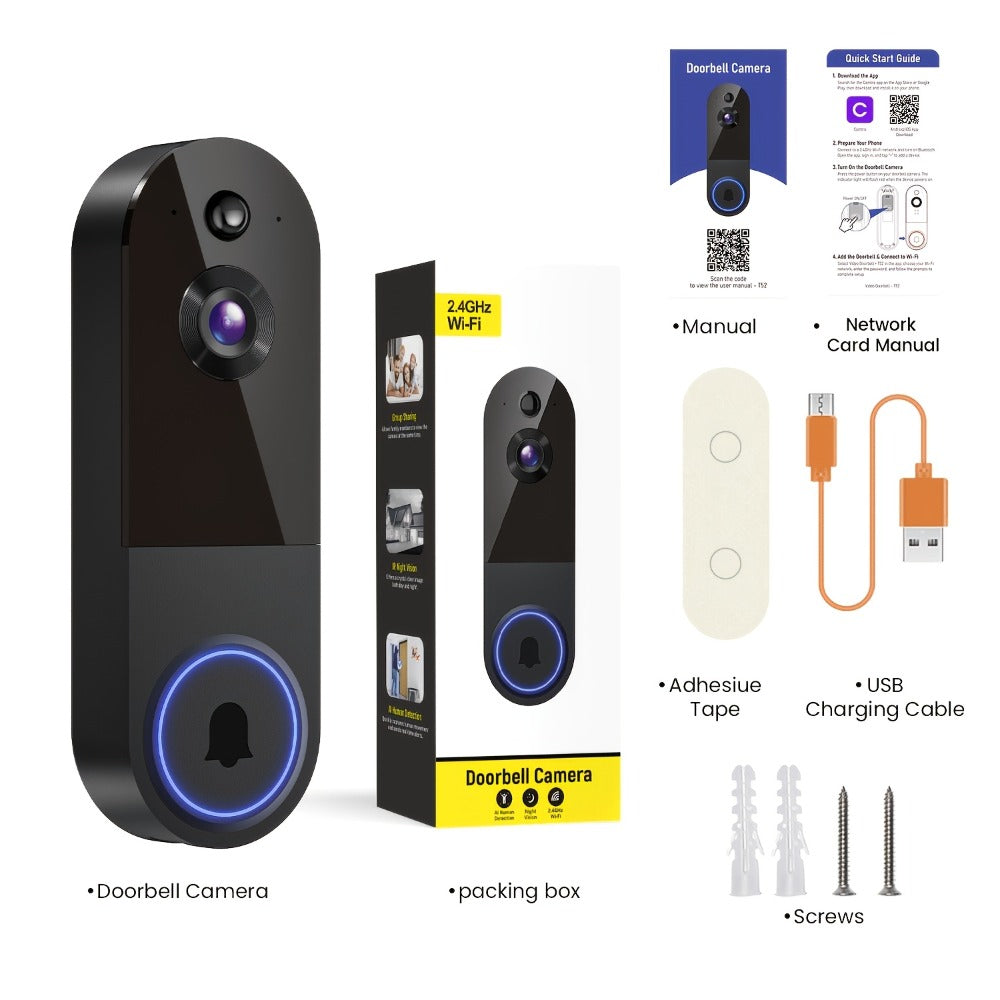 1440P Wireless Video Doorbell Camera WiFi Smart Doorbell with Night Vision Two-Way Audio Motion Detection Rechargeable Battery Local Storage