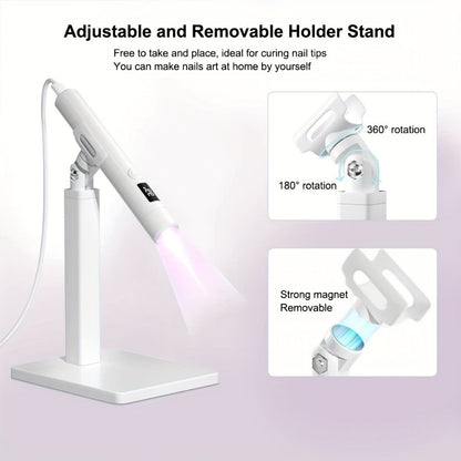 Rotating Stand LED Nail Lamp with Adjustable Stand Bracket, 45s/60s Timer Display and USB Power