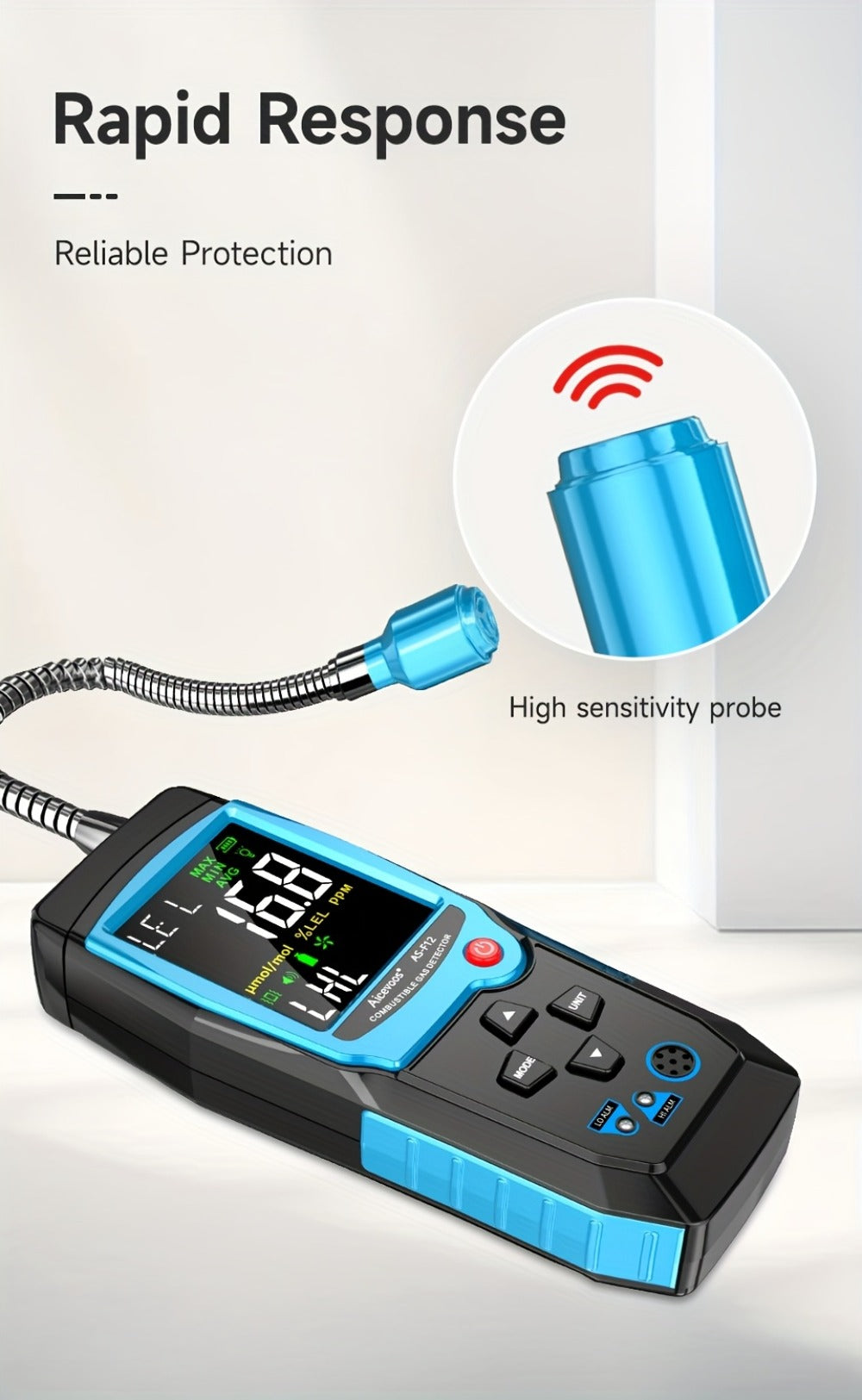 Gas Leak Detector Combustible Gas Detector Aicevoos AS-F12 Natural Gas Methane Tester Sound for Entryways, Bedrooms and Living Spaces