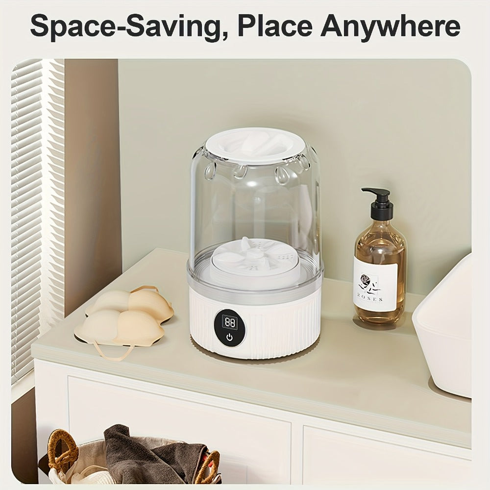 Portable Mini Washing Cup One-Button Start 2 Modes Impeller Hand-Wash Simulation Space-Saving for Entryways, Bedrooms and Living Spaces