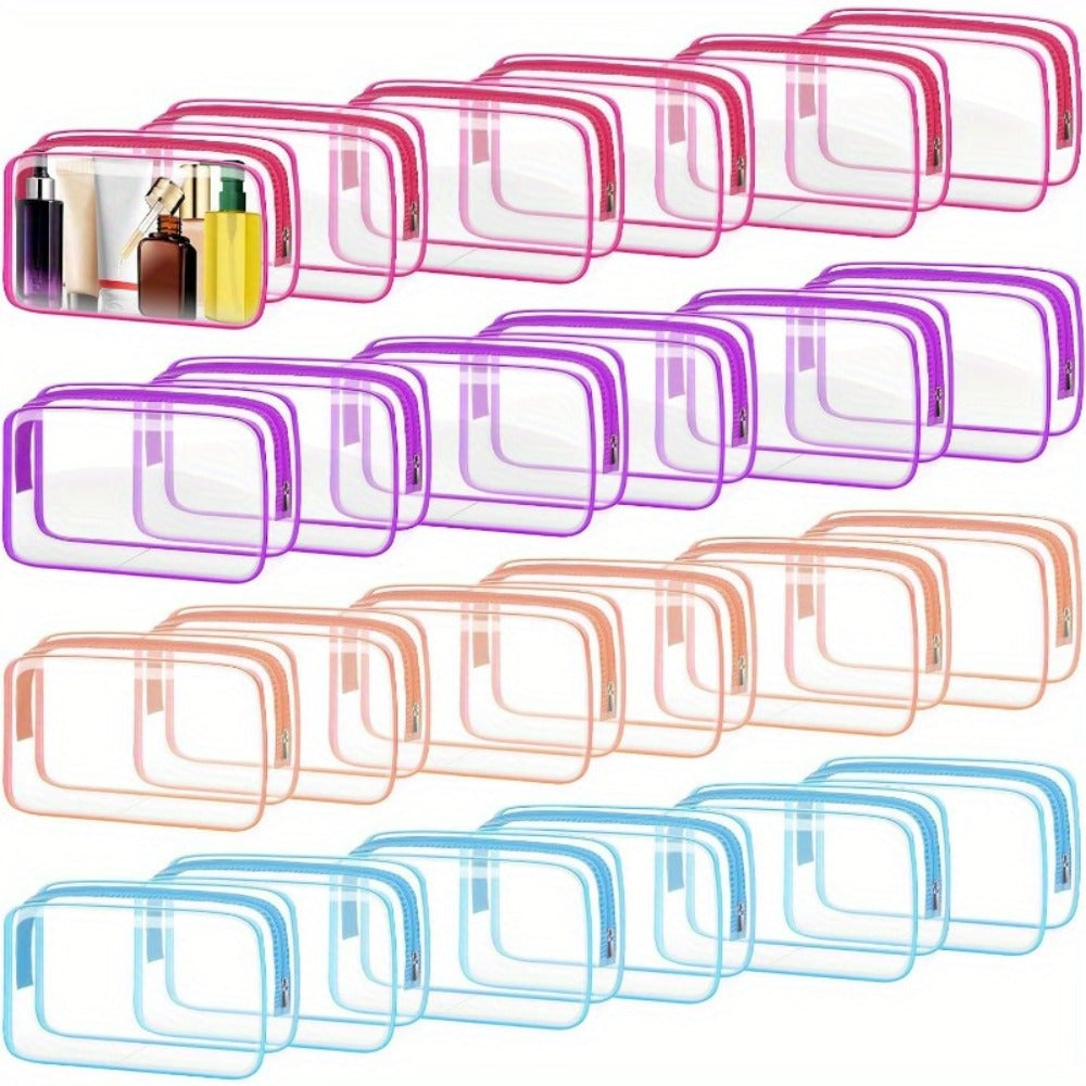 TSA Approved Clear Toiletry Bags Set of 24 Transparent Travel Makeup Organizer Pouches Medium Size Airport Security Quart Bag for Liquids