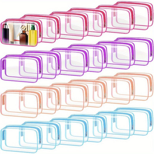 TSA Approved Clear Toiletry Bags Set of 24 Transparent Travel Makeup Organizer Pouches Medium Size Airport Security Quart Bag for Liquids