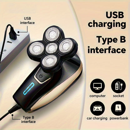 Bald Head Shaver for Men - Rechargeable Electric Razor for Bald Head & Beard Grooming, Multi-Functional Sensitive Skin Shaving Tool