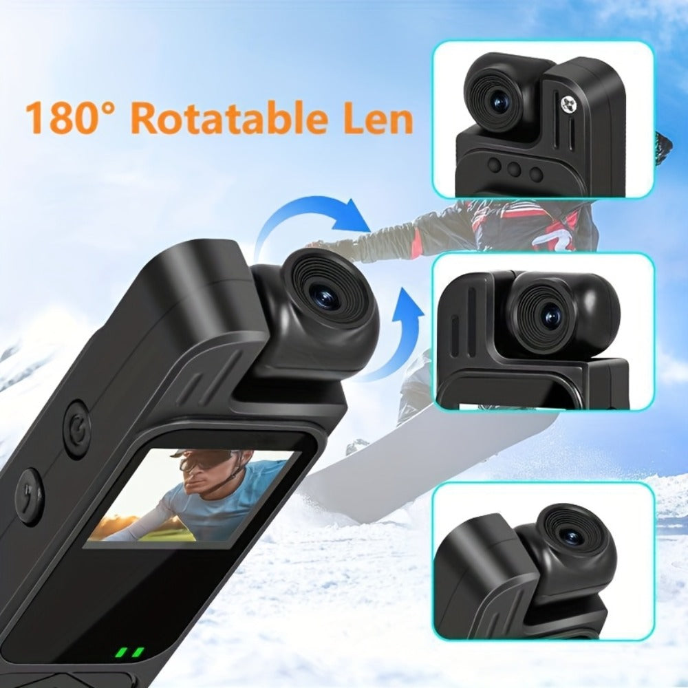 1080P Body Camera with 180-Degree Rotating Lens, Small Screen, Audio and Optional 32GB SD Card