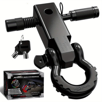 Shackle Hitch Receiver Kit 2 Inch – 45, 000 lbs Break Strength, Drop-Forged Steel, Lock Pin & D-Ring, Fits Truck RV ATV Boat, 8 Colors