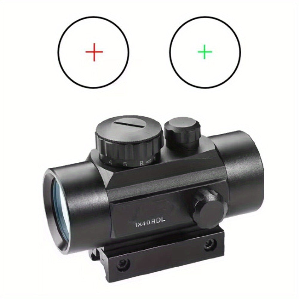 1x40 Red and Green Dot Sight with Crosshair or Point Reticle, Reversible 20mm and 11mm Rail Mount