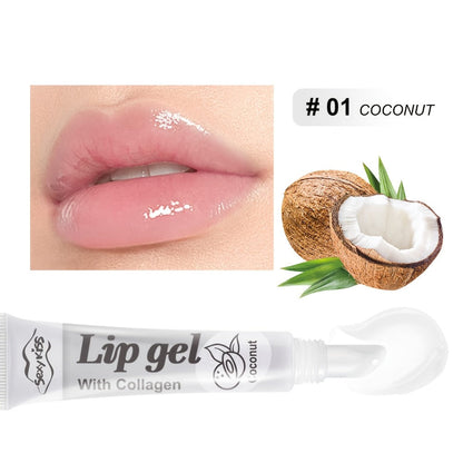 Lip Balm 24-Piece Glossy Lip Gel Collection with Assorted Fruit Labels and Pink Gift Box Packaging