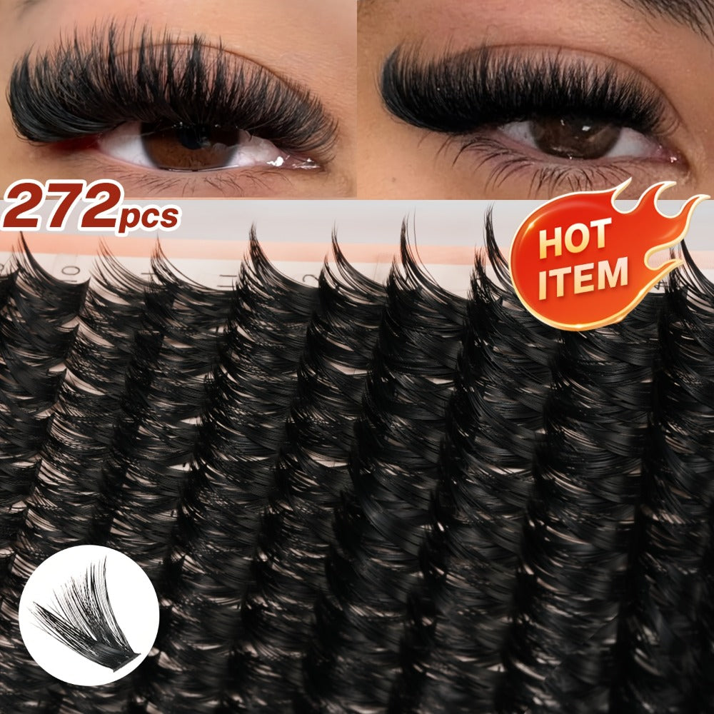 100D Volume Cluster Lashes DIY Individual Lash Extension Kit – Soft Reusable Single Clusters for Full Thick Dramatic Lash Look