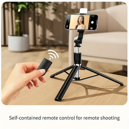 66.9-Inch Selfie Stick Tripod with Telescoping Silver Pole, Wide Black Floor Base and Remote