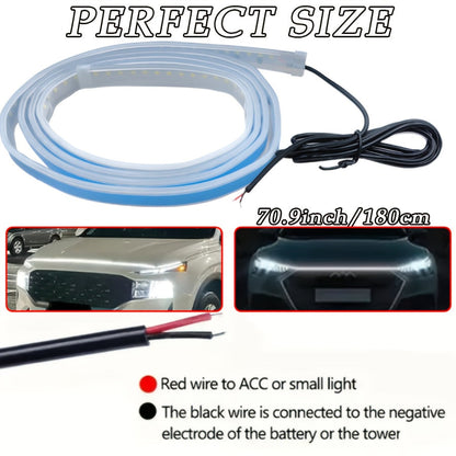 LED Engine Through-Light Bar 70 Inch High-Brightness White Light 2000-3000LM – Auto Welcome Mode Steering Effect 12V Wiring for Car SUV