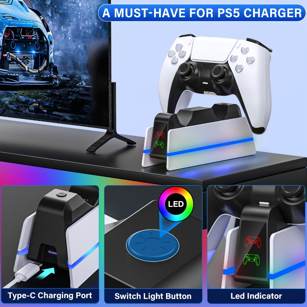 PS5 Controller Charging Station 9-Color LED Light Fast Charging Dock for DualSense & DualSense for an Everyday Personal Care Routine