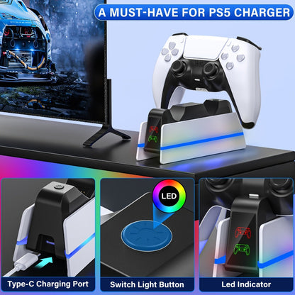 PS5 Controller Charging Station 9-Color LED Light Fast Charging Dock for DualSense & DualSense for an Everyday Personal Care Routine