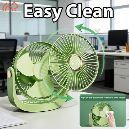 Portable Fan USB-Rechargeable Five-Speed Model with Desk, Wall, Ceiling and Hanging Placement Options