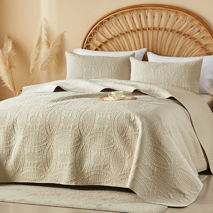 Quilt Set 2-3pcs – Lightweight Microfiber Bedspread Coin Pattern Coverlet All Seasons Twin Full Queen King Cal King