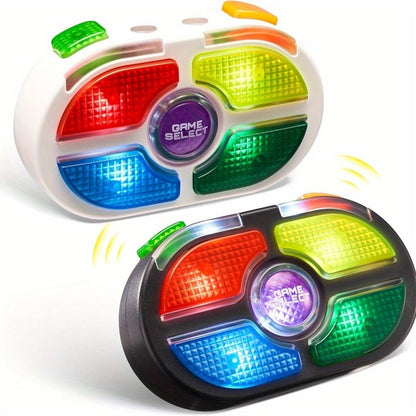 Portable Handheld Gaming Device 2-Pack, 7-Button Electronic Game with 4 Modes, Light & Sound, Memory & Speed Battle for Kids Ages 8+